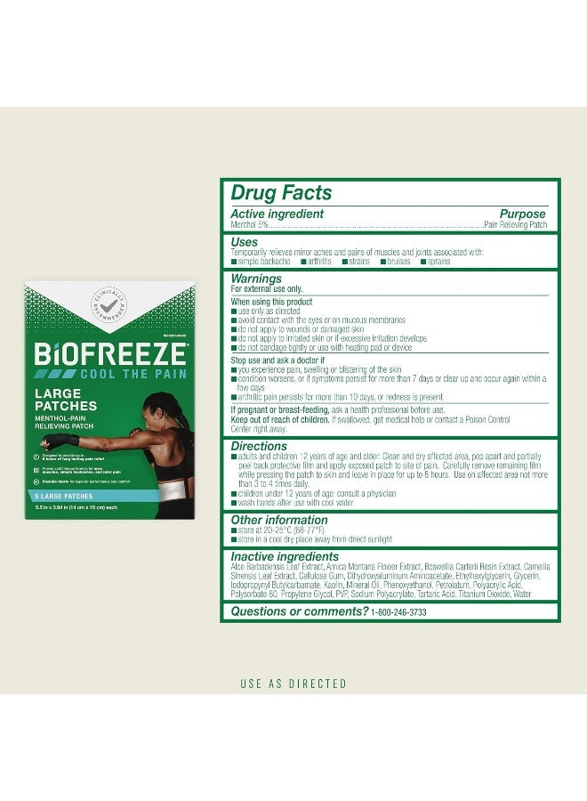 Biofreeze Pain Relief Patch, Large, 15 Patches - Image 5